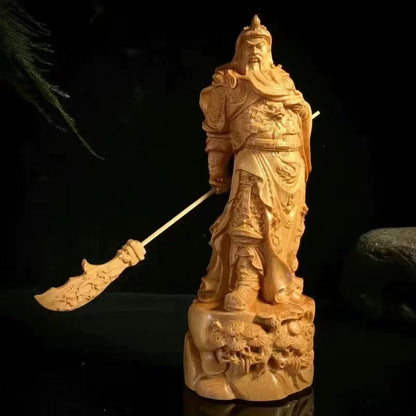 Chinese Traditional Handicraft Wooden Kowloon Guan Gong Three Kingdoms Period Figures Statue Home Decor Statue