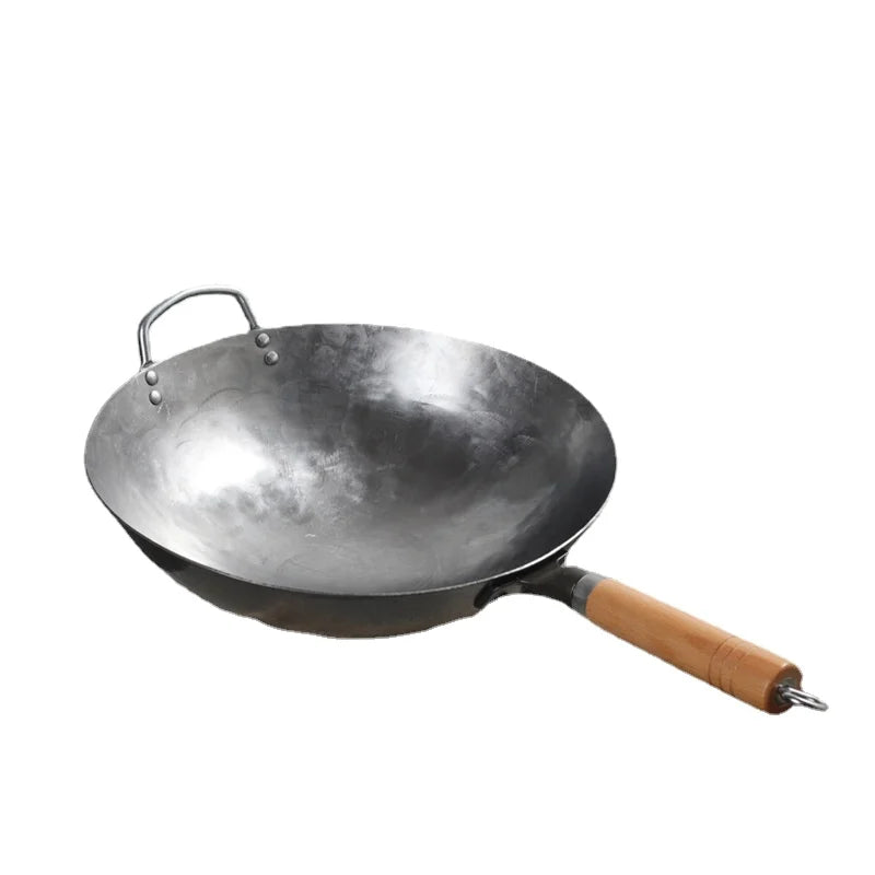 Chinese Traditional Iron Wok Handmade Hammering Large Wok Non-stick Non-coating Best Wok Wrought Iron Gas Cookware