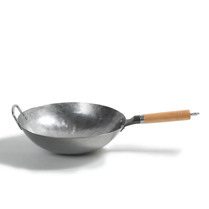 Chinese Traditional Iron Wok Handmade Hammering Large Wok Non-stick Non-coating Best Wok Wrought Iron Gas Cookware