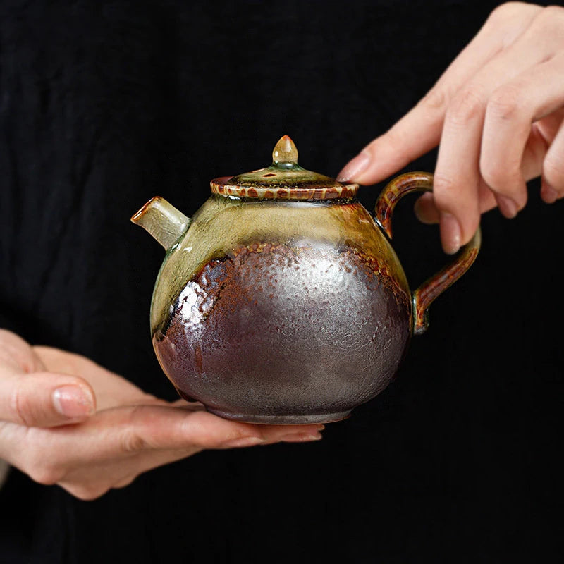 Chinese Traditional Kiln Change Ceramic Teapots Handmade Kettle Travel Portable Filter Tea Pot Household Tea Set Teaware