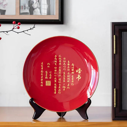 Chinese Traditional Wedding Ceramic Custom Name Decorative Plate Living Room Ornaments Decor For Bride and Groom Souvenir Gift