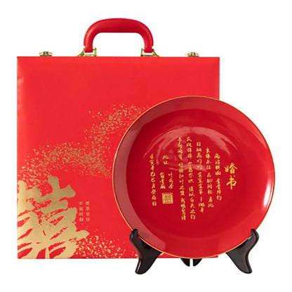 Chinese Traditional Wedding Ceramic Custom Name Decorative Plate Living Room Ornaments Decor For Bride and Groom Souvenir Gift
