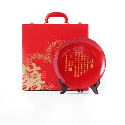Chinese Traditional Wedding Ceramic Custom Name Decorative Plate Living Room Ornaments Decor For Bride and Groom Souvenir Gift