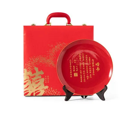 Chinese Traditional Wedding Ceramic Custom Name Decorative Plate Living Room Ornaments Decor For Bride and Groom Souvenir Gift