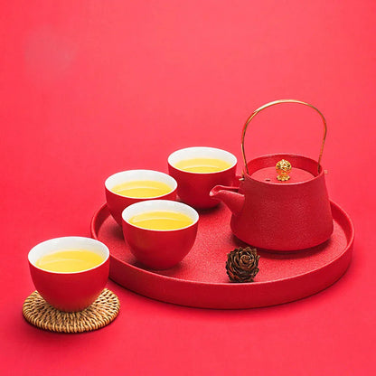 Chinese Traditional Wedding Ceramic Tea Infuser, Teapot Cup Set, Porcelain Teaware, Luxury Gift Supply