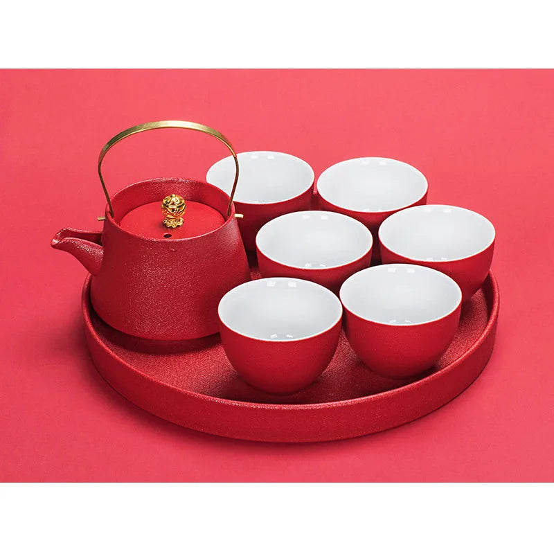 Chinese Traditional Wedding Ceramic Tea Infuser, Teapot Cup Set, Porcelain Teaware, Luxury Gift Supply