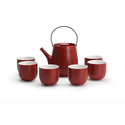 Chinese Traditional Wedding Ceramic Tea Set Teaware Kettle Retro Porcelain Teapot Tea Cup Newlywed Souvenir Gift Party Supplies