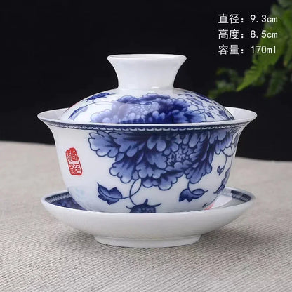 Chinese Traditions Gai Wan Tea Set Bone China Tea Sets Dehua Gaiwan Tea Porcelain Pot Set For Travel Beautiful And Easy Kettle