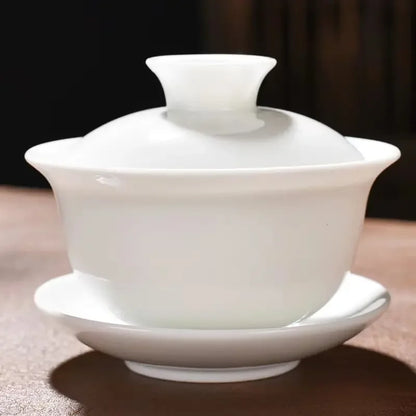 Chinese Traditions Gai Wan Tea Set Bone China Tea Sets Dehua Gaiwan Tea Porcelain Pot Set For Travel Beautiful And Easy Kettle
