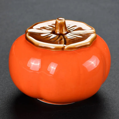 Chinese Travel Kung Fu Ceramic Tea Set 1 Teapot 4 Teacups Tea Ceremony Portable Persimmon Shape Teapot Exquisite Gift Box