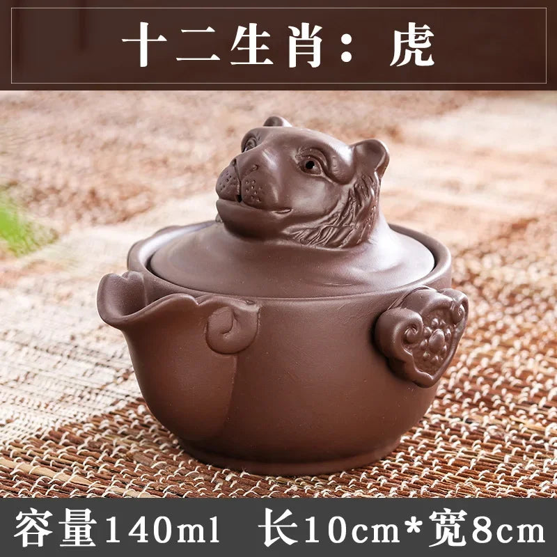Chinese Twelve Zodiac Portable Travel Tea Set Yixing Purple Clay Teapot Quik Pots Teaware Chinese Drink Teapots NLSLASI