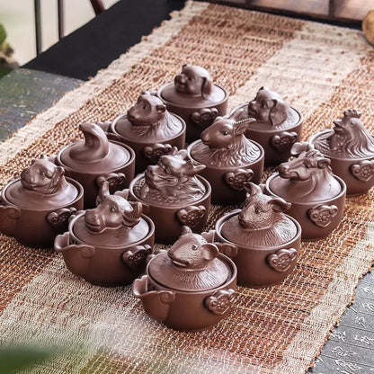 Chinese Twelve Zodiac Portable Travel Tea Set Yixing Purple Clay Teapot Quik Pots Teaware Chinese Drink Teapots NLSLASI