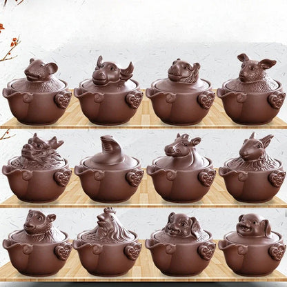 Chinese Twelve Zodiac Portable Travel Tea Set Yixing Purple Clay Teapot Quik Pots Teaware Chinese Drink Teapots NLSLASI