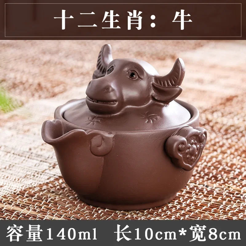 Chinese Twelve Zodiac Portable Travel Tea Set Yixing Purple Clay Teapot Quik Pots Teaware Chinese Drink Teapots NLSLASI