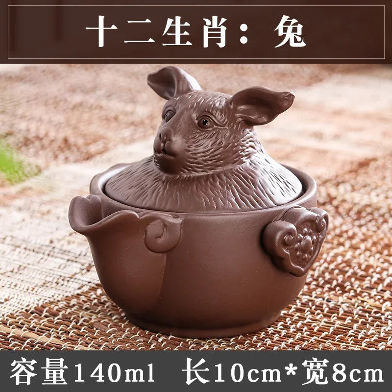 Chinese Twelve Zodiac Portable Travel Tea Set Yixing Purple Clay Teapot Quik Pots Teaware Chinese Drink Teapots NLSLASI
