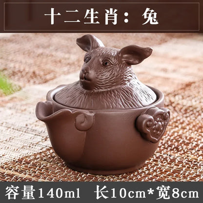 Chinese Twelve Zodiac Portable Travel Tea Set Yixing Purple Clay Teapot Quik Pots Teaware Chinese Drink Teapots NLSLASI