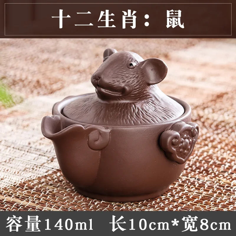 Chinese Twelve Zodiac Portable Travel Tea Set Yixing Purple Clay Teapot Quik Pots Teaware Chinese Drink Teapots NLSLASI