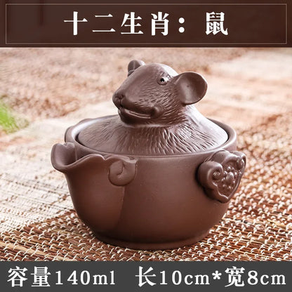 Chinese Twelve Zodiac Portable Travel Tea Set Yixing Purple Clay Teapot Quik Pots Teaware Chinese Drink Teapots NLSLASI