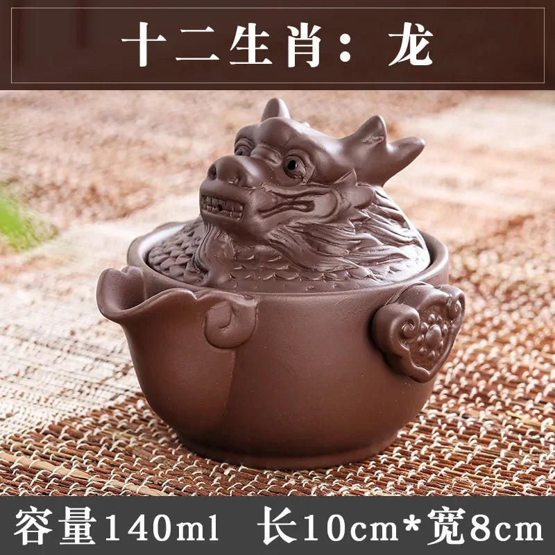 Chinese Twelve Zodiac Portable Travel Tea Set Yixing Purple Clay Teapot Quik Pots Teaware Chinese Drink Teapots NLSLASI