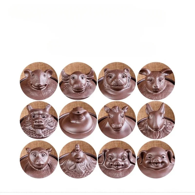 Chinese Twelve Zodiac Portable Travel Tea Set Yixing Purple Clay Teapot Quik Pots Teaware Chinese Drink Teapots NLSLASI
