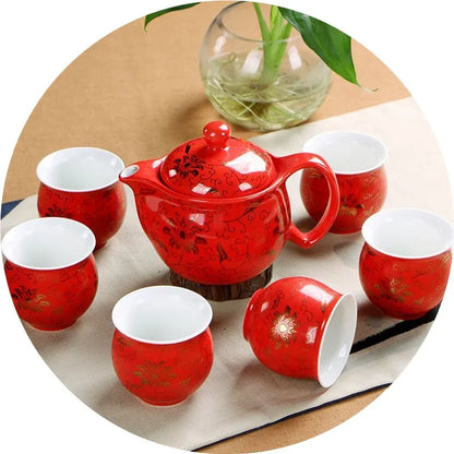 Chinese Wedding Decoration Tea Sets Insulation 6pcs teacup 1pcs teapot. Kung Fu Teaware Sets Wholesale The Highest Sales