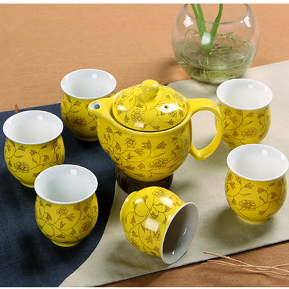Chinese Wedding Decoration Tea Sets Insulation 6pcs teacup 1pcs teapot. Kung Fu Teaware Sets Wholesale The Highest Sales