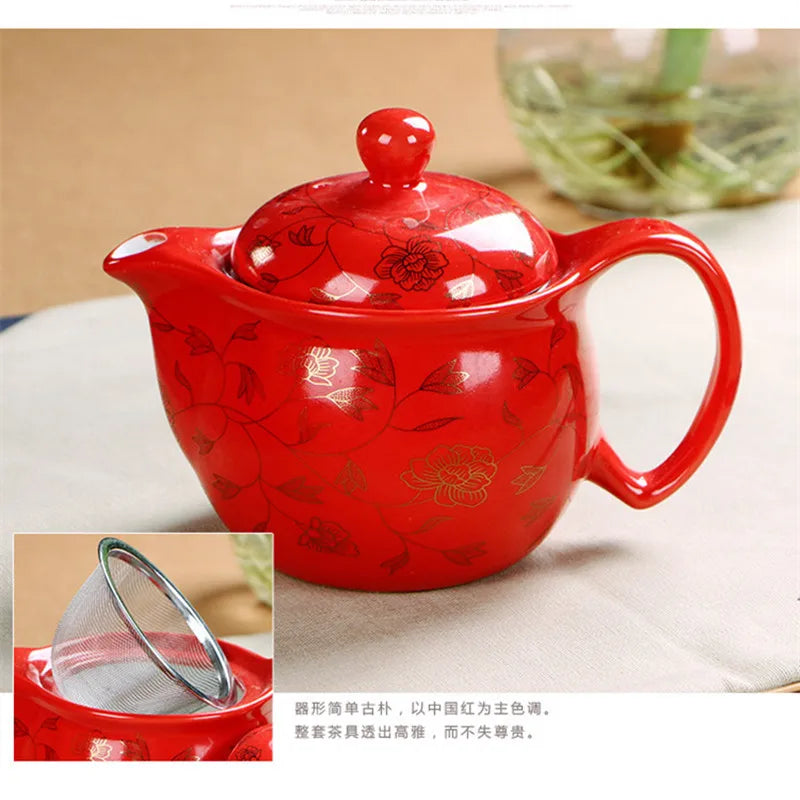 Chinese Wedding Decoration Tea Sets Insulation 6pcs teacup 1pcs teapot. Kung Fu Teaware Sets Wholesale The Highest Sales