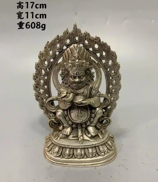 Chinese White Copper Vajra Buddha Buddhism Statue Crafts
