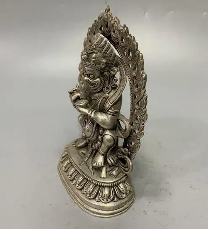 Chinese White Copper Vajra Buddha Buddhism Statue Crafts