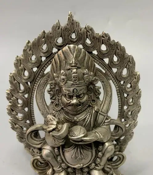Chinese White Copper Vajra Buddha Buddhism Statue Crafts