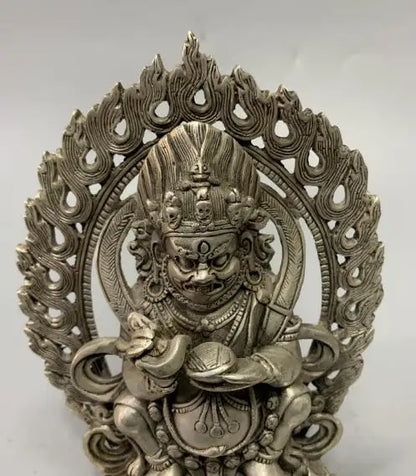 Chinese White Copper Vajra Buddha Buddhism Statue Crafts