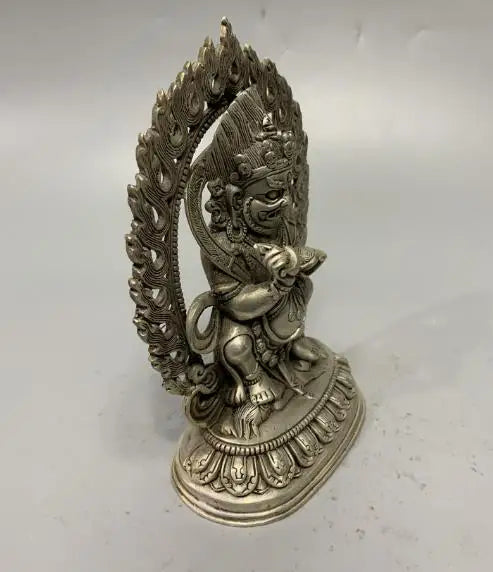 Chinese White Copper Vajra Buddha Buddhism Statue Crafts