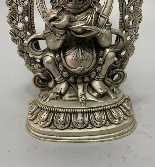 Chinese White Copper Vajra Buddha Buddhism Statue Crafts
