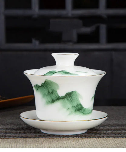 Chinese White Porcelain Phnom Penh Gaiwan Handmade Ceramic Teacup Travel Portable Tea Bowl Home Drinkware Customized Gifts
