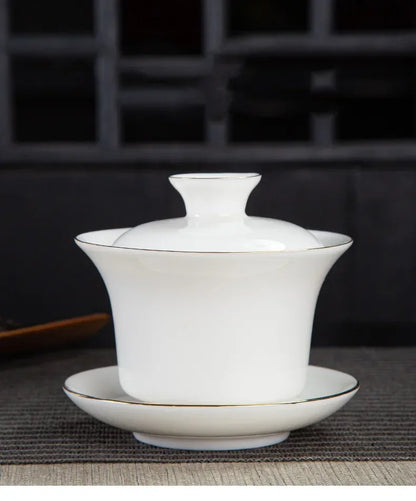 Chinese White Porcelain Phnom Penh Gaiwan Handmade Ceramic Teacup Travel Portable Tea Bowl Home Drinkware Customized Gifts