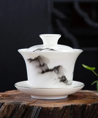 Chinese White Porcelain Phnom Penh Gaiwan Handmade Ceramic Teacup Travel Portable Tea Bowl Home Drinkware Customized Gifts