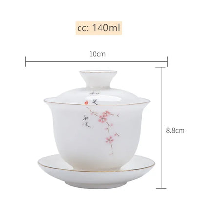 Chinese White Porcelain Phnom Penh Gaiwan Handmade Ceramic Teacup Travel Portable Tea Bowl Home Drinkware Customized Gifts