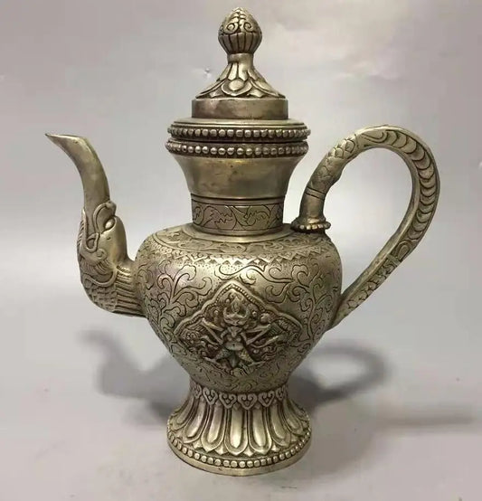 Chinese White copper Dapeng bird teapot crafts statue
