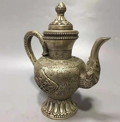 Chinese White copper Dapeng bird teapot crafts statue