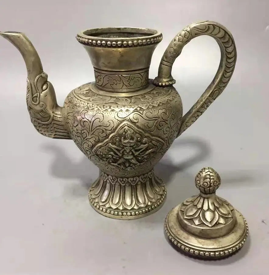 Chinese White copper Dapeng bird teapot crafts statue
