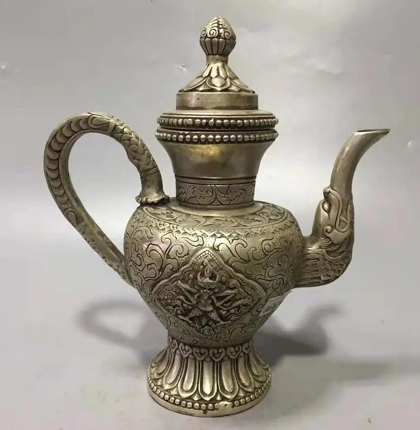 Chinese White copper Dapeng bird teapot crafts statue