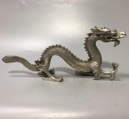 Chinese White copper archaize dragon crafts statue