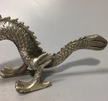 Chinese White copper archaize dragon crafts statue