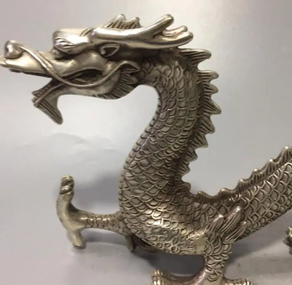 Chinese White copper archaize dragon crafts statue