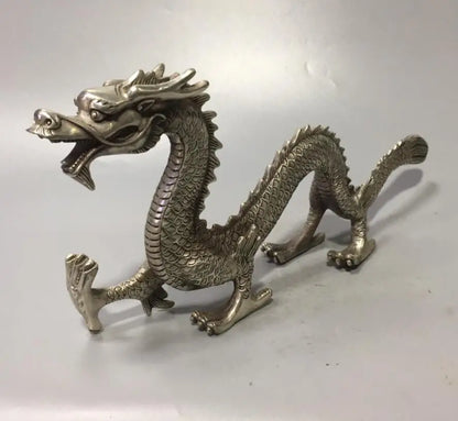 Chinese White copper archaize dragon crafts statue
