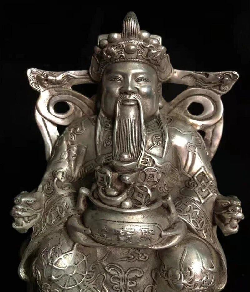 Chinese White copper archaize god of wealth crafts statue