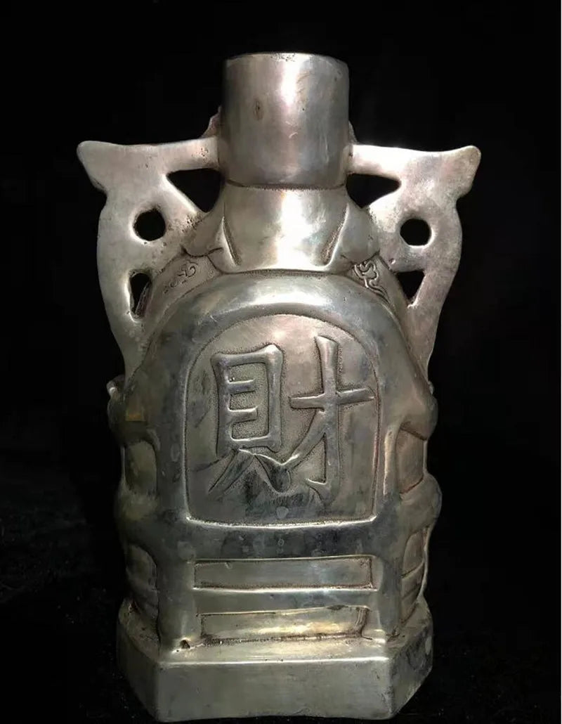 Chinese White copper archaize god of wealth crafts statue