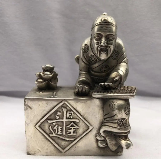 Chinese White copper count old man crafts statue