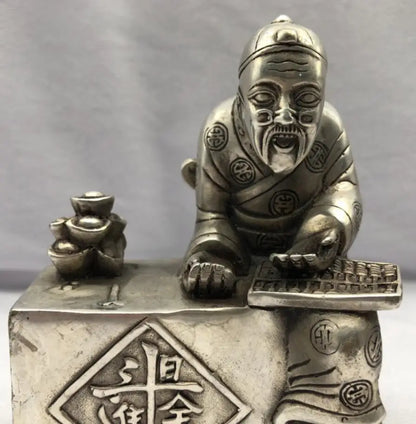 Chinese White copper count old man crafts statue