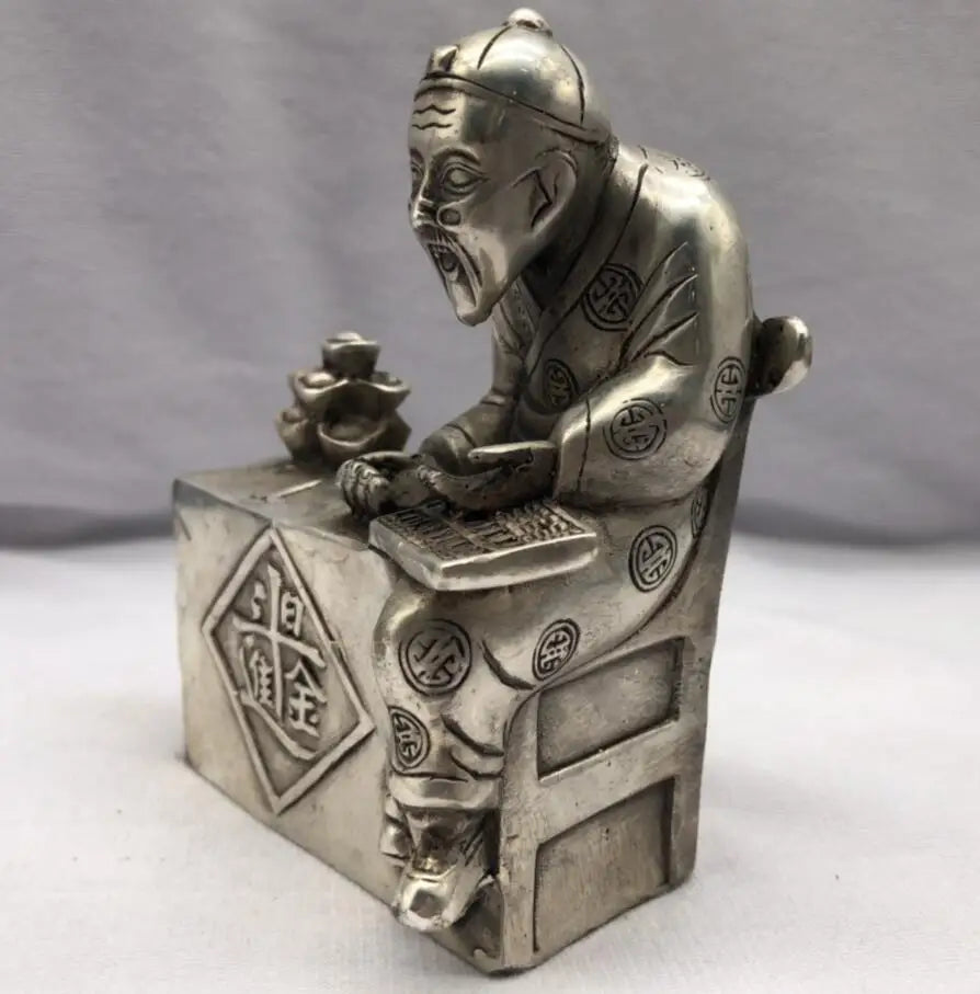 Chinese White copper count old man crafts statue